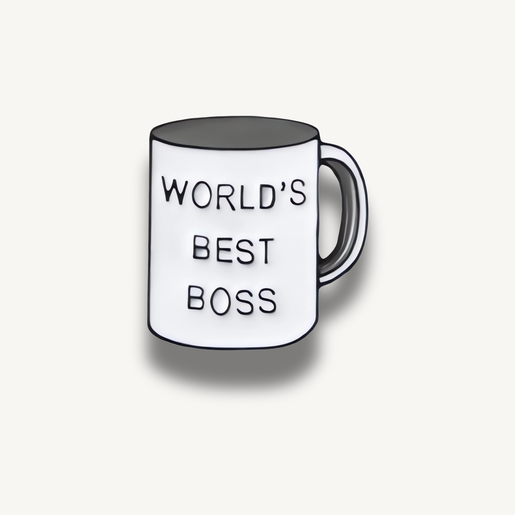 Smaltovaná brošňa biely hrnček s nápisom WORLD'S BEST BOSS.